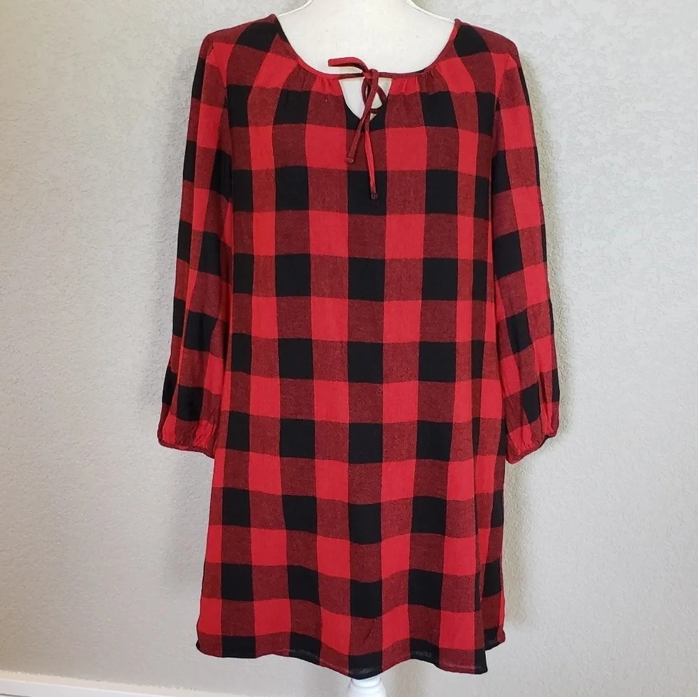 Madewell Red and Black Plaid Dress